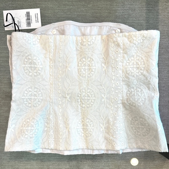 W By Worth Optic White Linen Embroidered Strapless Top - NWT - Picture 2 of 8
